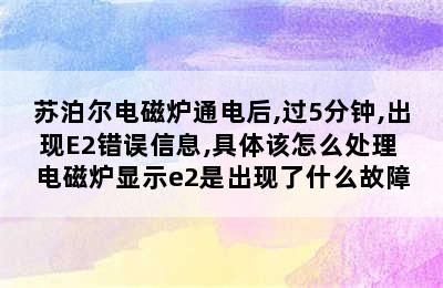 苏泊尔电磁炉通电后,过5分钟,出现E2错误信息,具体该怎么处理 电磁炉显示e2是出现了什么故障